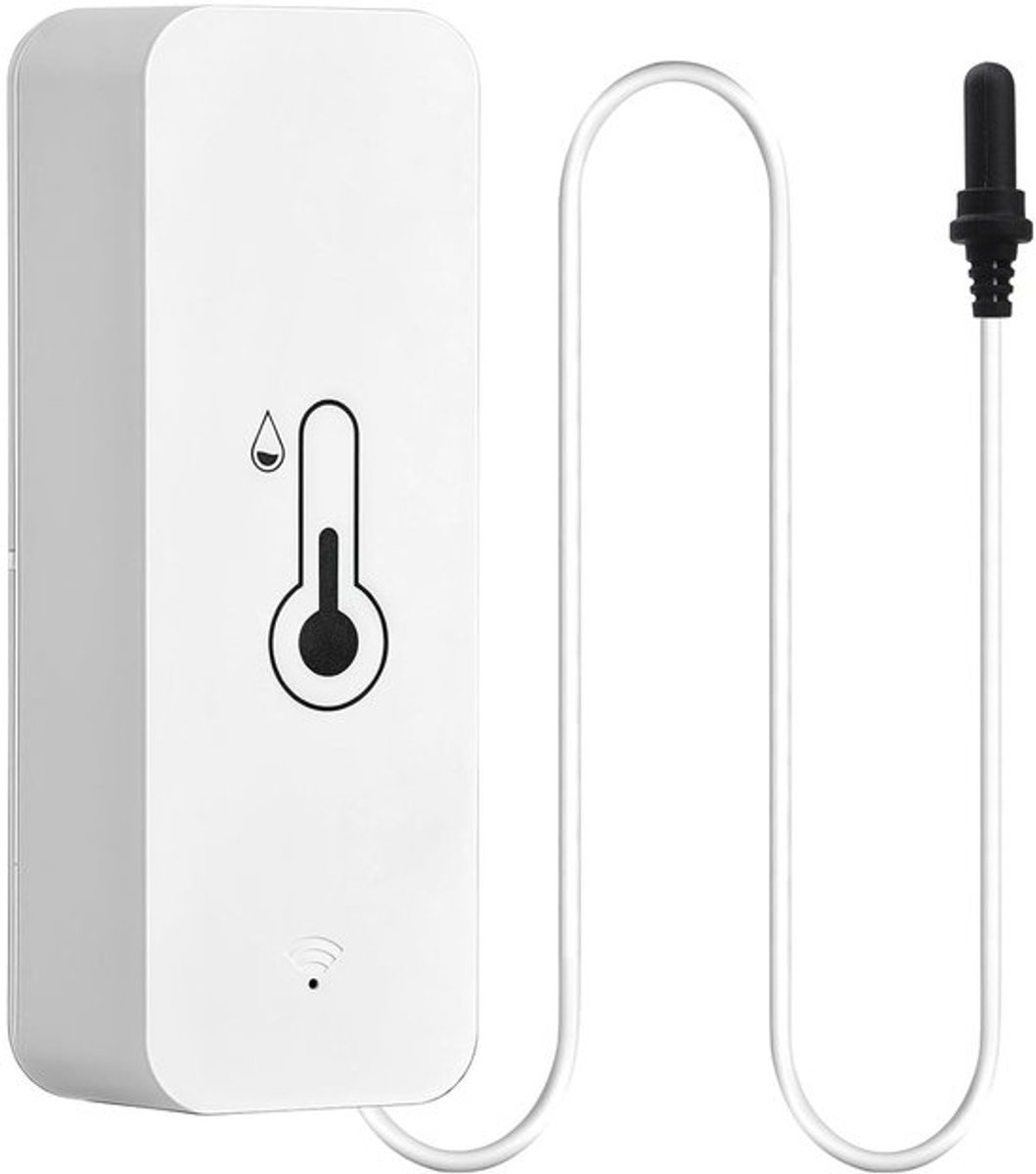 Draadloze Thermometer en Hygrometer met Externe Probe, Accu-Aangedreven Temperatuur Sensor voor Vriezer en Aquarium, Vochtigheidsmeter
