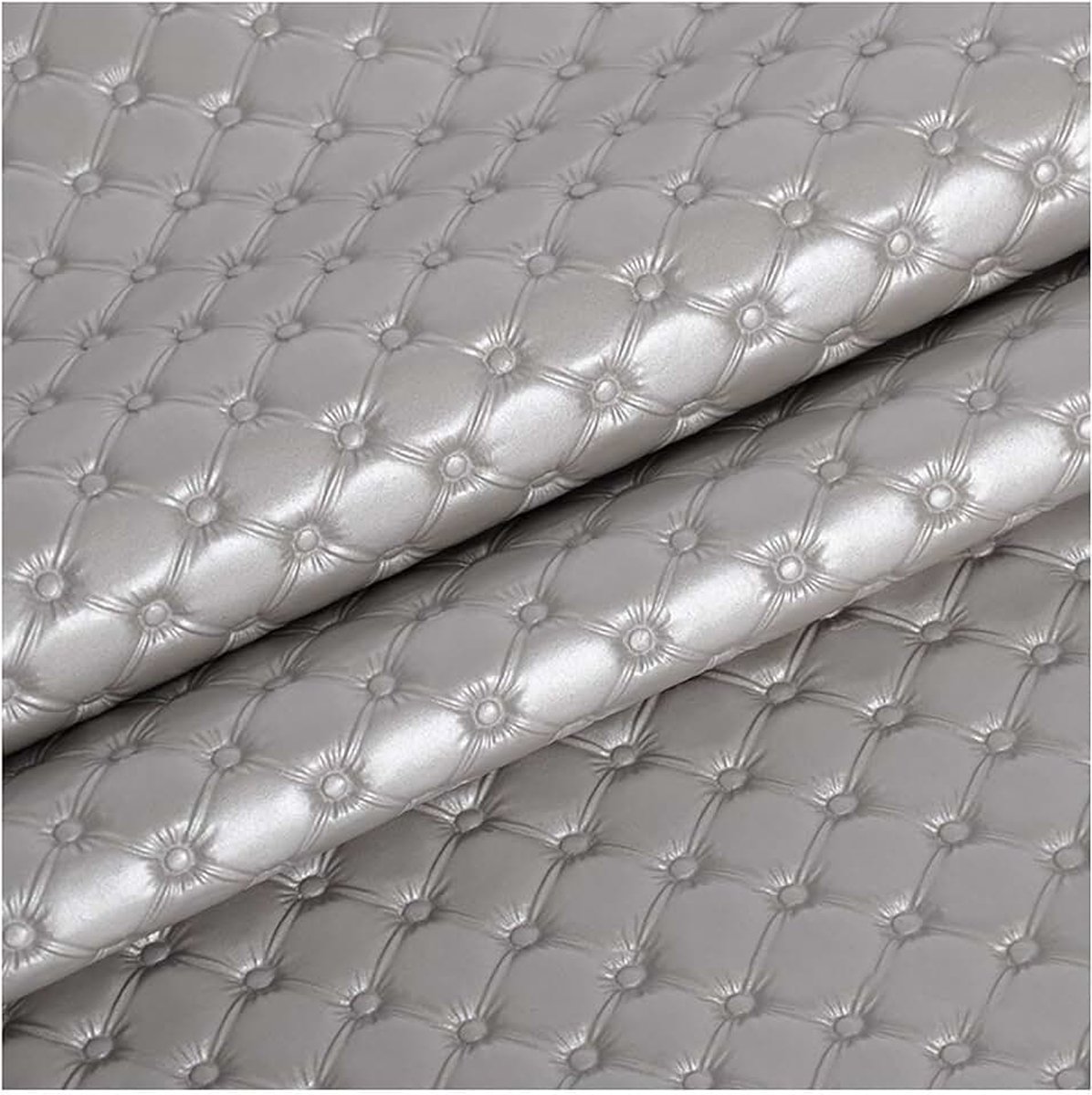 Stof Sheet Litchi Leer voor DIY Project Bekleding Getextureerde Materiaal Achtergrond Muur Schuifdeur Imitatie Lederen Sofa Stof Breedte 1.38m-Zilver 1.38x5m