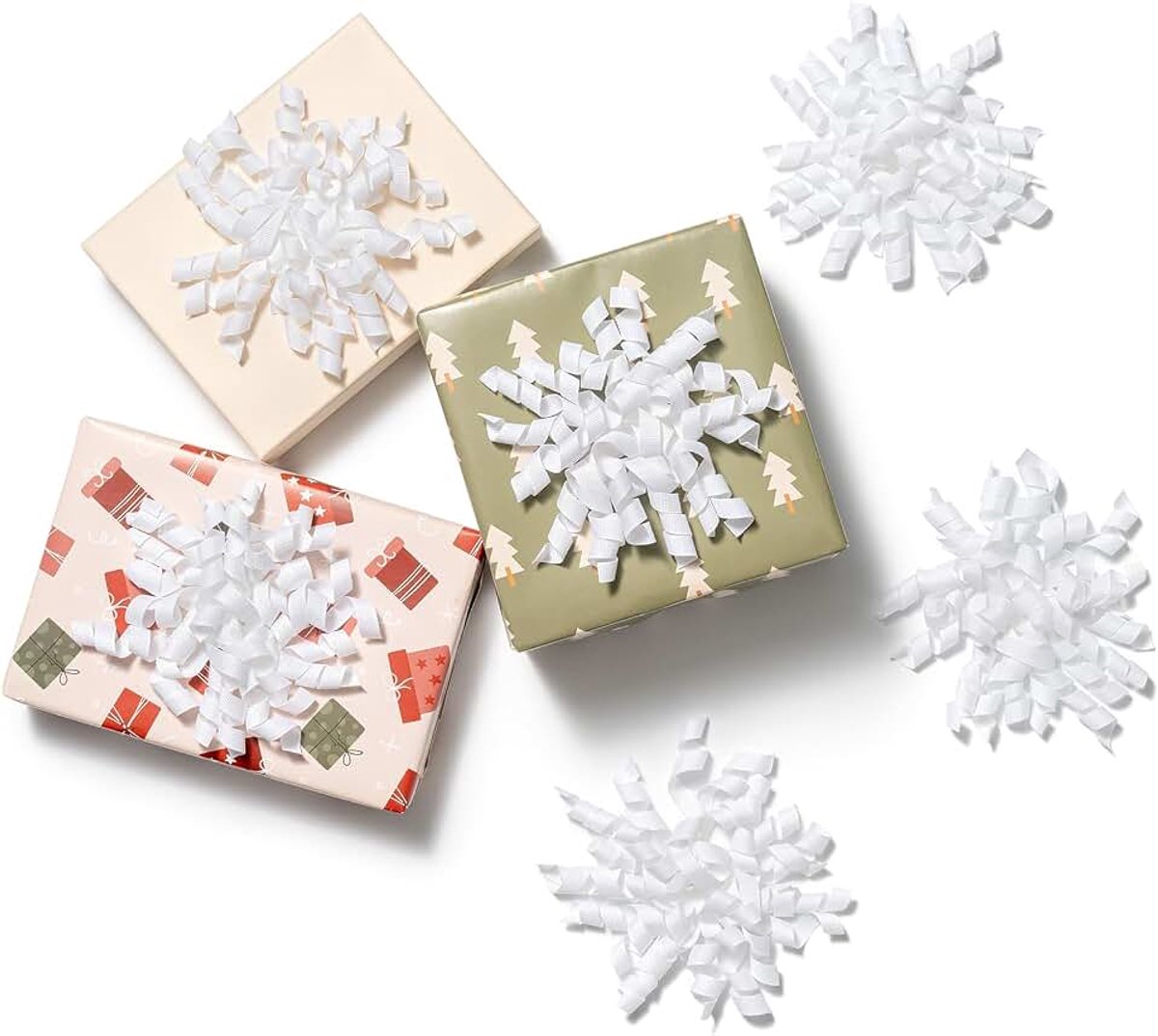 6 Stuks Strikjes Decoratie Zelfklevende Kerst Strikken Wit | Cadeaustrikken Kerststrikken Zelfklevend Lint Decorations voor Bruiloft Cadeauverpakking Vakantiedecoratie