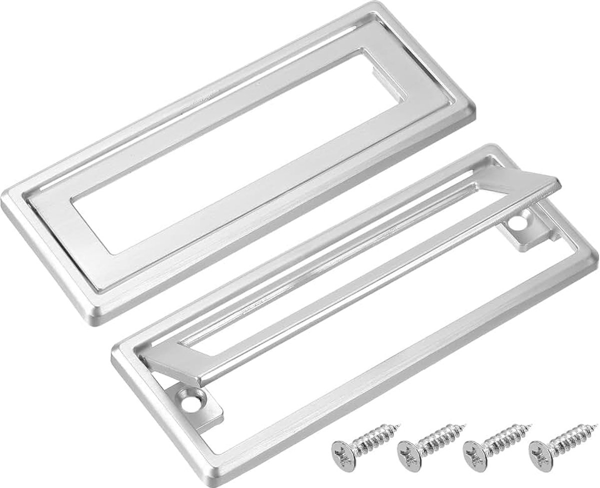 4 stuks inbouwgrepen, 9,6 cm gatcentrum verborgen meubelgreep kastdeur vierkante trekgreep met schroeven voor laden kast, 11,4 cm lengte, zilver