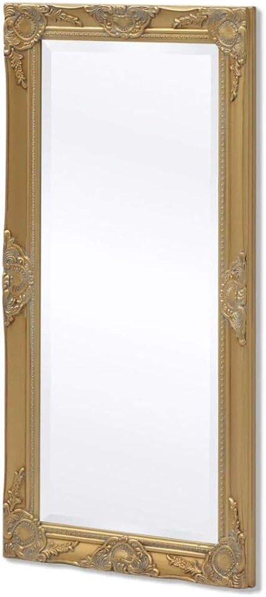Wandspiegel 100 x 50 cm met houten frame | wandspiegel in barokstijl | gangspiegel kapspiegel badkamerspiegel barokspiegel voor woonkamer slaapkamer badkamer, goud