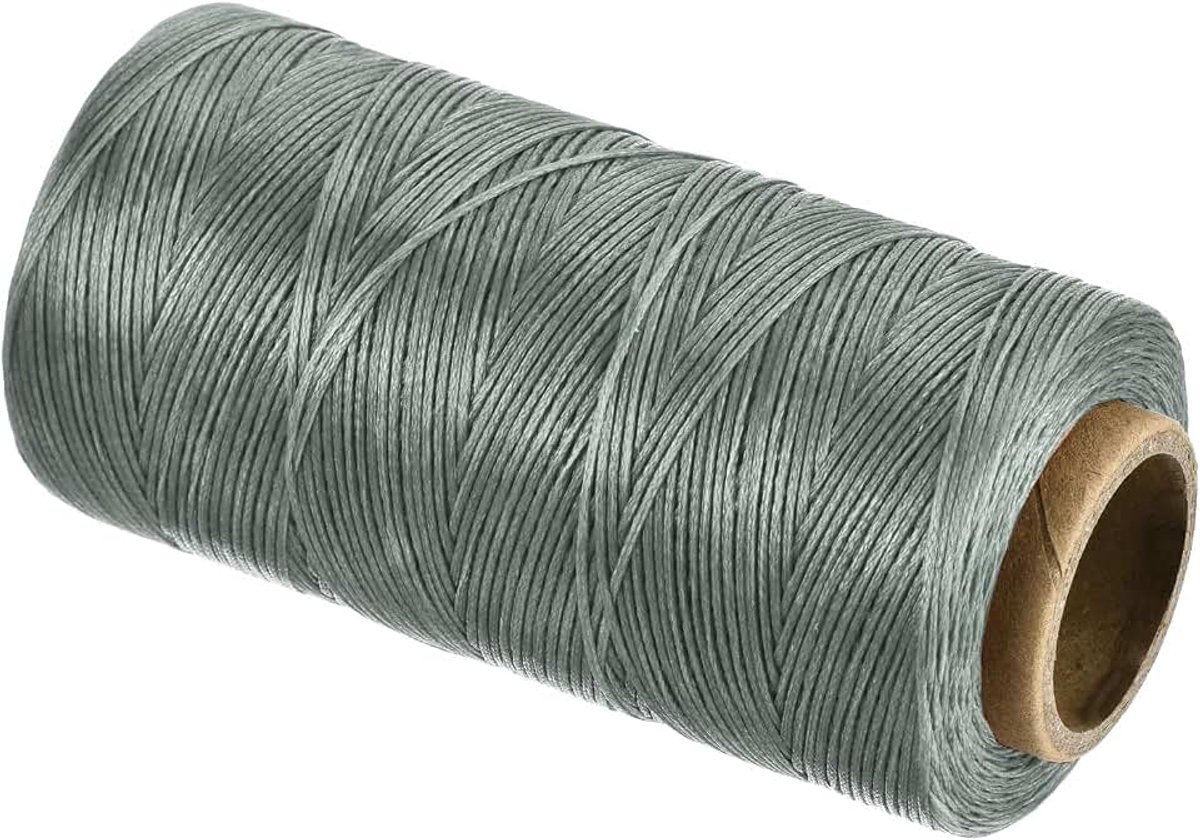 Gewaxte draad, 0,8 mm, 150D platte wasdraad, polyester, gewaxte draad voor leer, handgeweven boekbinding, huisdecoratie, grijs