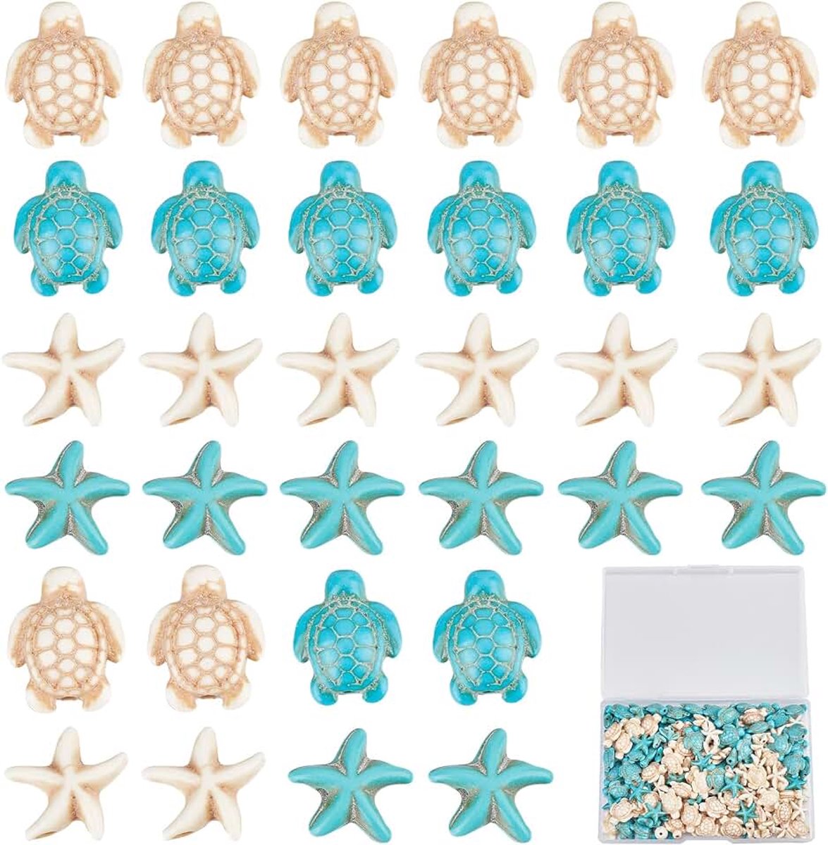 Kralen Zeester Kralen Bulk Wit Blauw Synthetische Turquoise Schildpadden Charms Schildpad Zee Oceaan Dier Kralen Kit DIY Ketting Armbanden Craft