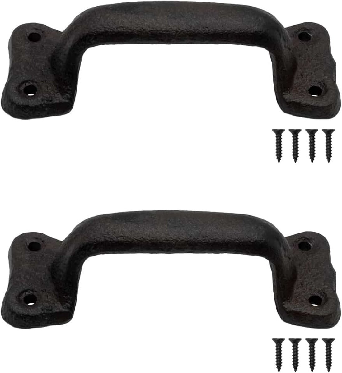 Deurgrepen van massief gietijzer in antieke stijl, 140 x 38 mm, zwart
