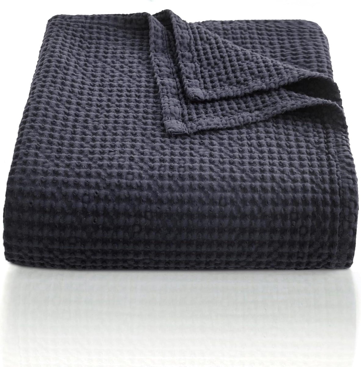 Katoenen Dekentje - Plaid Wafel - Bank en Bed - Ademend Wafelpatroon - 220 x 240 cm - Antraciet