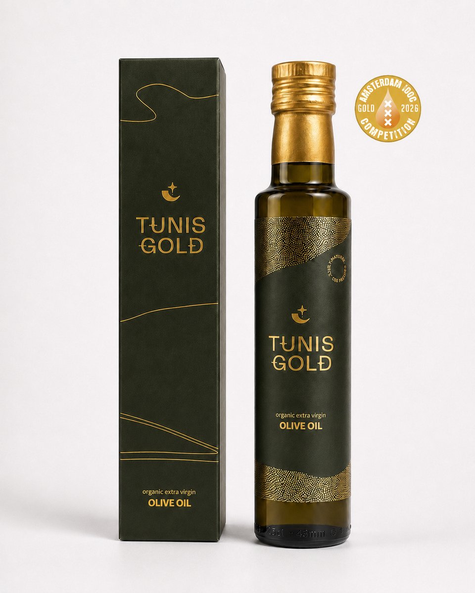 Tunis Gold - Biologische Extra Vierge Olijfolie - Vroege Oogst - Koud Geperst - Handgeplukt - 250 ml