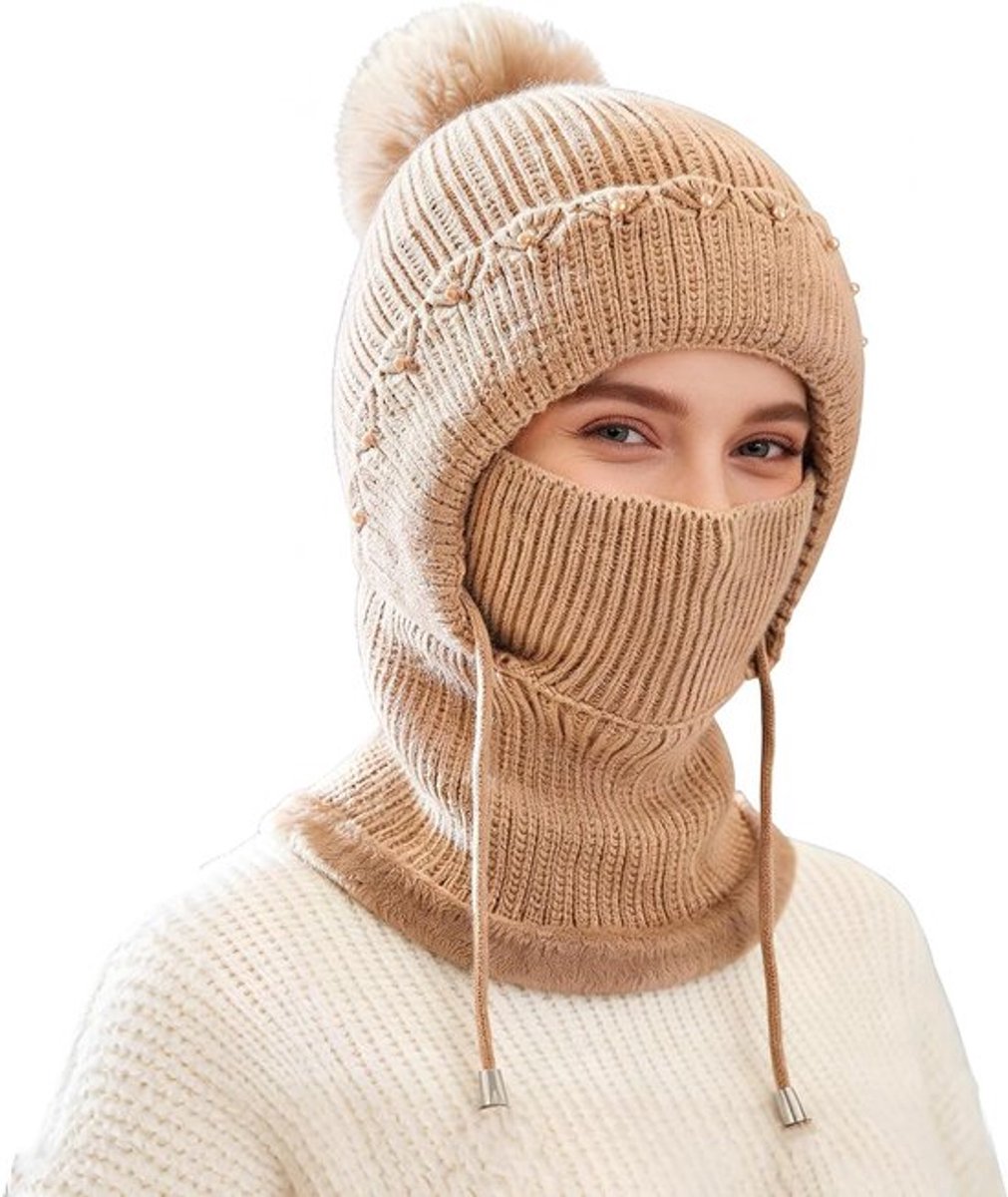 Vrouwen Winter Balaclava, Multifunctionele Fleece Muts, Warm Ski Masker met Nekbescherming voor Buitenactiviteiten, Ideaal voor Sport en Koud Weer