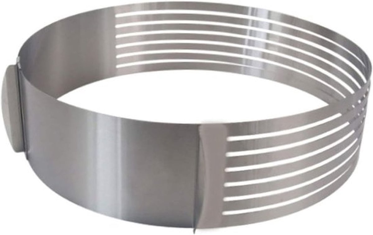 Taartsnijring 25-30 cm - Verstelbare gelaagde leveler RVS - Ronde cirkel koekjesuitsteekvorm - broodlaagvorm - mousse bakgereedschap - zilverkleurig