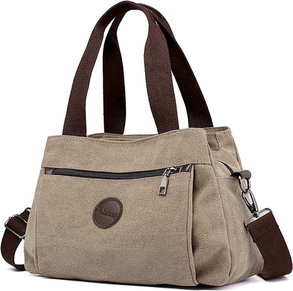 Dames, canvas handtas, casual, multifunctioneel, grote capaciteit, voor reizen, kaki, Large
