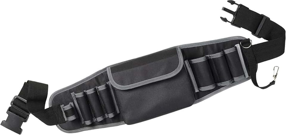 - Tool Bag M gereedschapstas 27,5 x 25 x 4 cm | Multifunctionele tas, heuptas, waterafstotend polyester, 7 gereedschapsvakken, klittenbandsluiting, verstelbare riem
