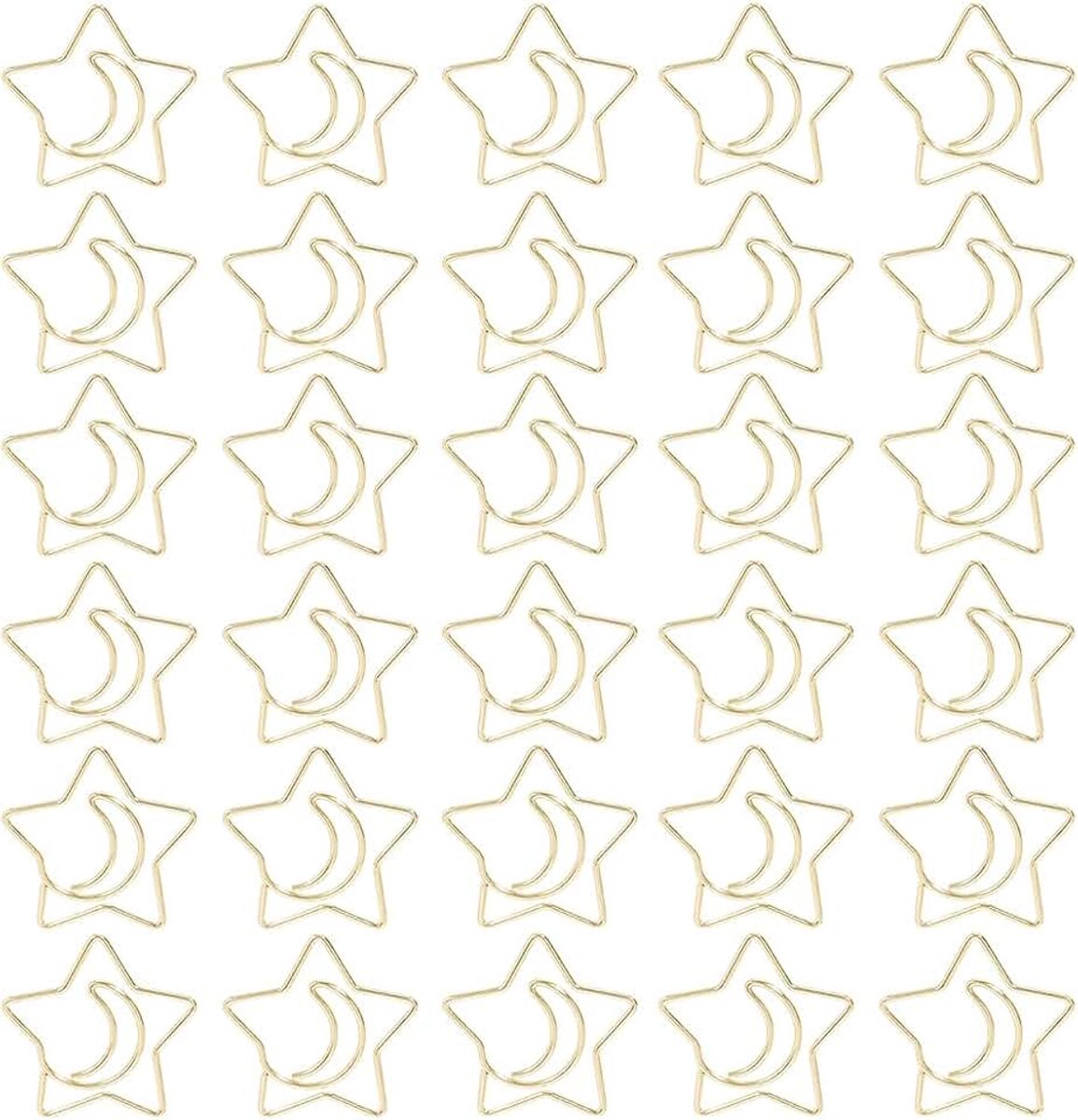 60 stuks Star Moon paperclips mini gouden bladwijzers bulk metalen sterren vormige decoratieve document paperclips planner clip kleine bladwijzers voor kantoor school boeken organiseren