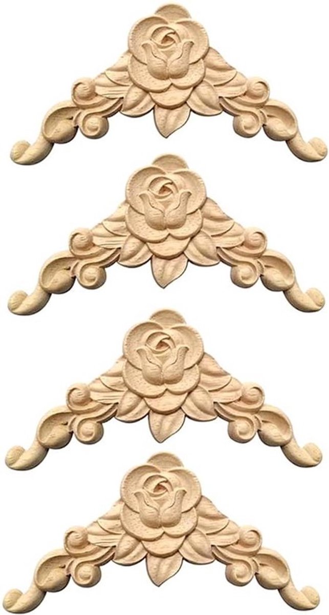 Decoratieve houten lijst hoek decoratie sierlijst ambachten molding rozet - 4 stuks