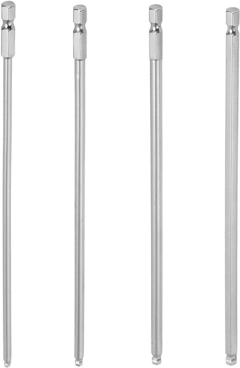 Zeskantschroevendraaierbitset 1/4 Inch Hex Shank met Magnetische Metrische Kogelkop (200mm) - Handige set voor..