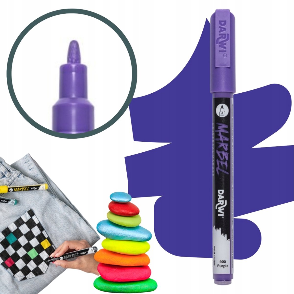 Marbel Acryl Marker 2mm - Paars voor diverse ondergronden