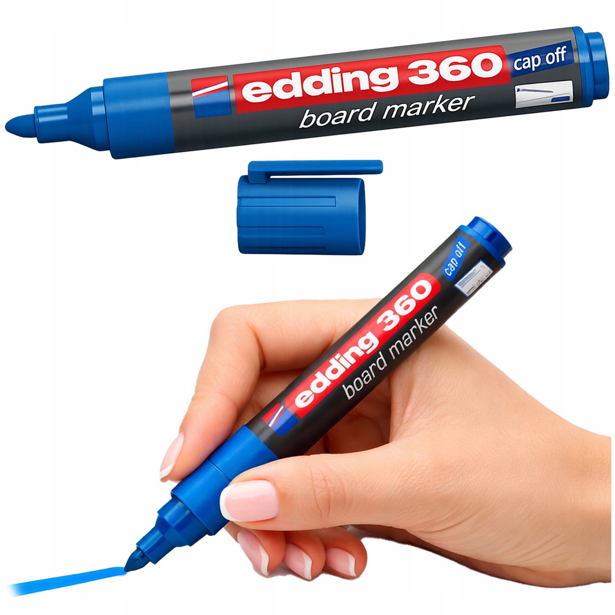 Edding Blauwe Whiteboard Marker 1.5-3mm, Sneldrogend & Navulbaar