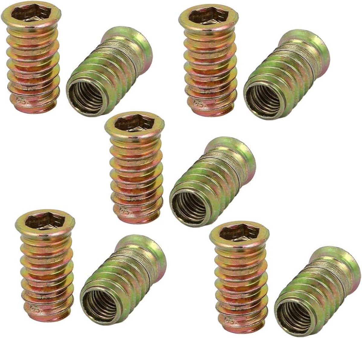 Sourcingmap 10 stks M10x30mm Verzinkt Hex Socket Drive Verzonken Hoofd Insert Moer voor Hout