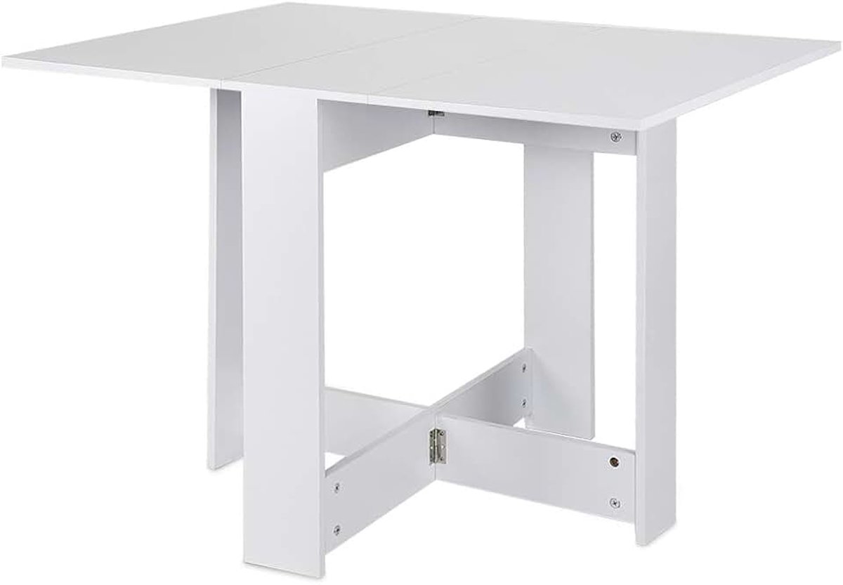 Klaptafel met 2 kleppen, spaanplaat in melamine, keukentafel, eetkamer, opvouwbaar, afneembaar, zeer praktisch, van spaanplaat, 103 x 76 x 73,4 cm (zuiver wit)