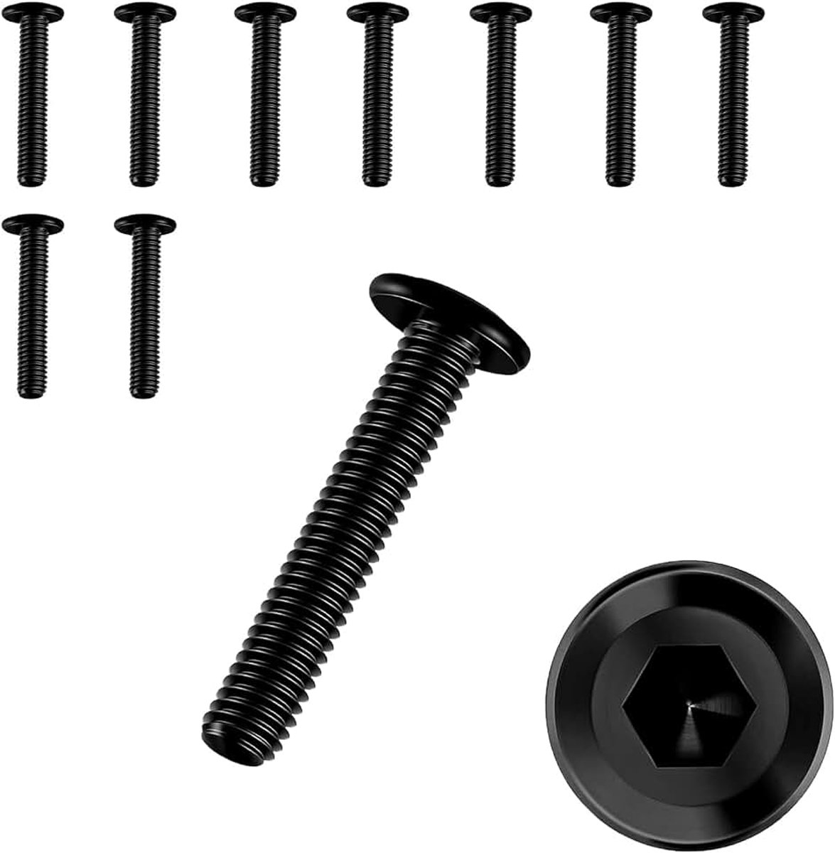 M4 x 25, M4 schroeven, schroeven, roestvrij staal A2 V2A, binnenzeskant, volledige schroefdraad, zwart (M4 x 25)
