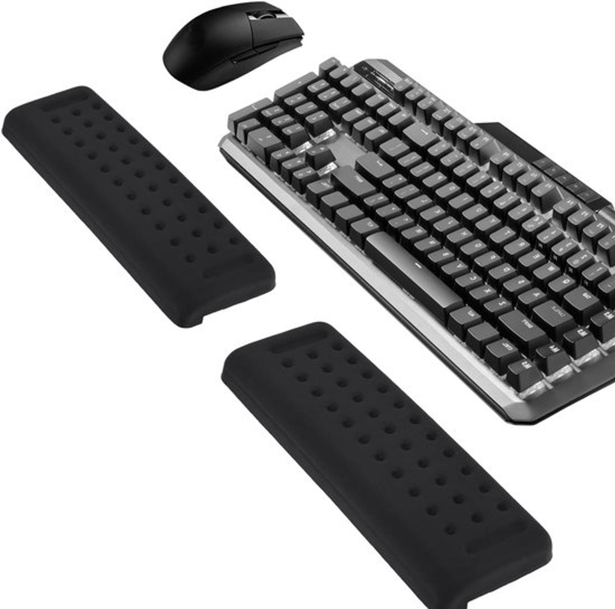Ergonomische L-vormige Bureau Randsteun, Geheugen Schuim Armsteun, Polssteun Set voor Kantoor en Gaming, Antislip en Comfortabel voor Langdurig Gebruik