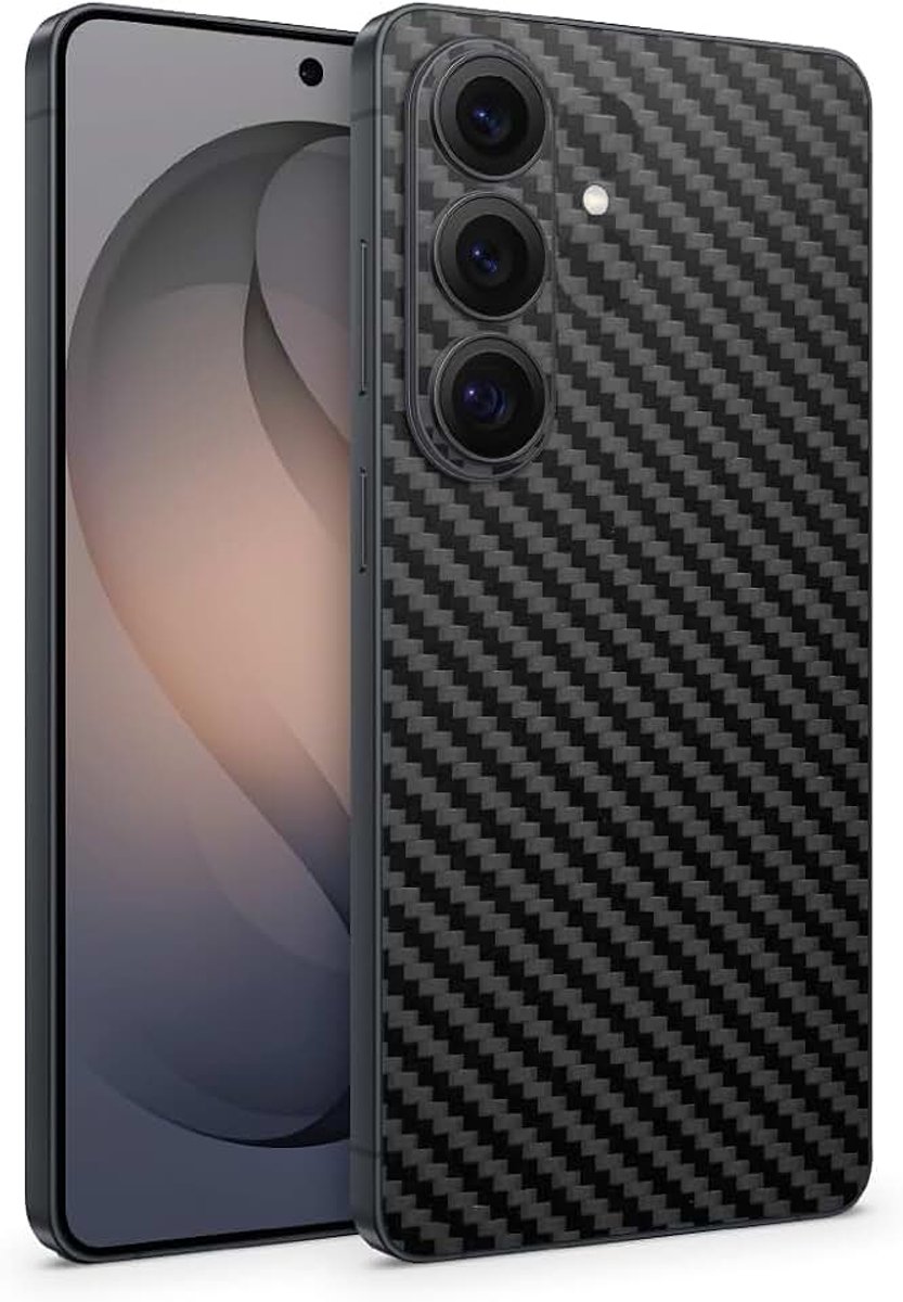 Skins compatibel met Samsung Galaxy S26 & S26 Ultra, skin beschermfolie 360° volledige dekking of alleen achterkant (alleen achterkant, carbon zwart, Galaxy S26)