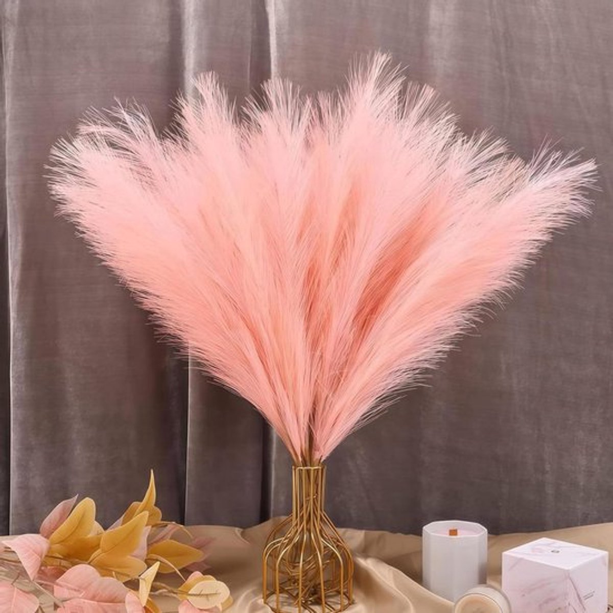 Kunstmatig pampasgras 55 cm - 30 stuks - Gedroogd decoratie droogbloemen - Roze - Boho Home Deco