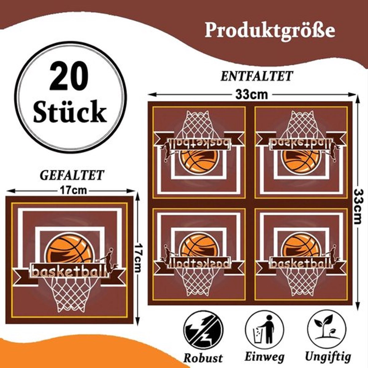 Feestelijke servetten voor basketbalfans - 20 stuks met Happy Birthday opdruk