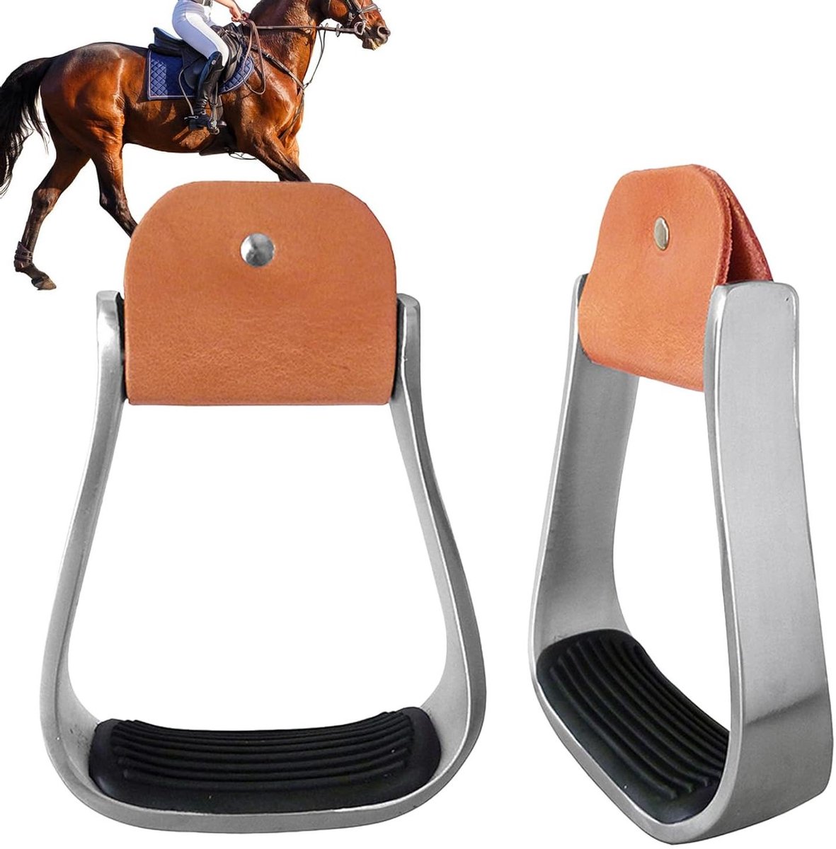 Paardrijbeugels - Veiligheidsbeugels Westerbeugels - Outdoor Paardrijden - Gewatteerde Antislip Voetsteun - 12 cm Binnenbreedte - Aluminium