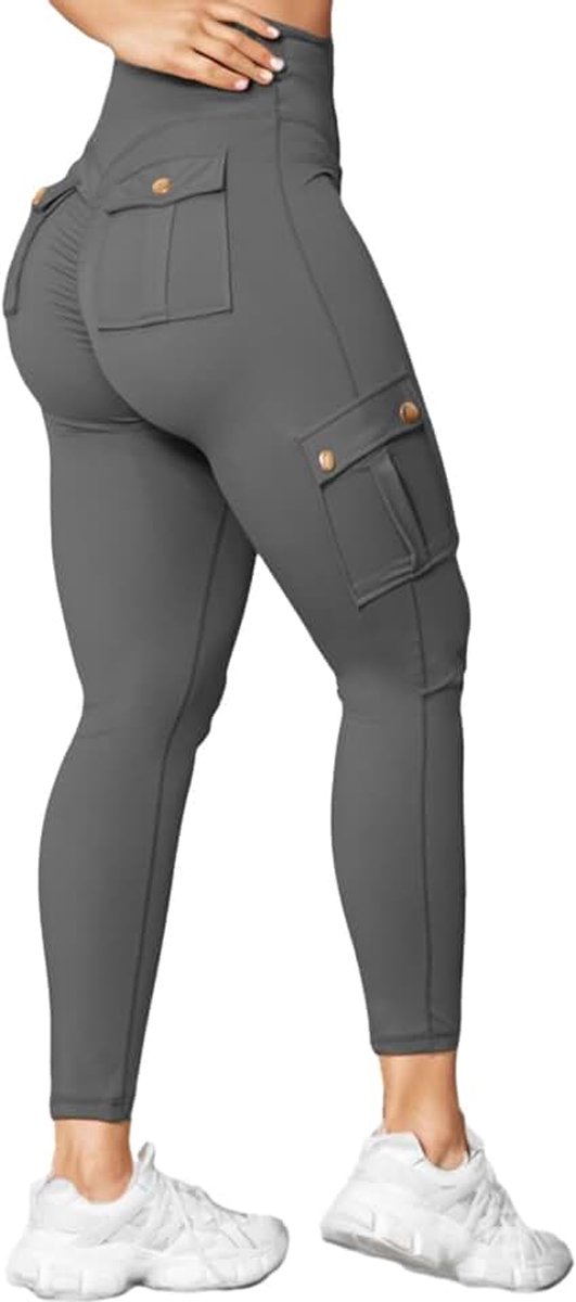 Leggings Gym met zakken Enkellengte Hoge Taille Booty Buikcontrole Solide Running Sport Jogging Broek