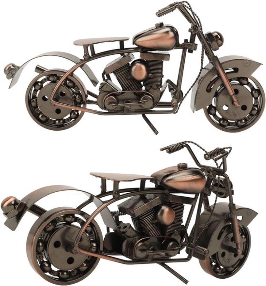 Retro Motor Model van Metaal - Vintage Handwerk Sculptuur voor Motorliefhebbers als Desk Decoratie en Verzamelobject