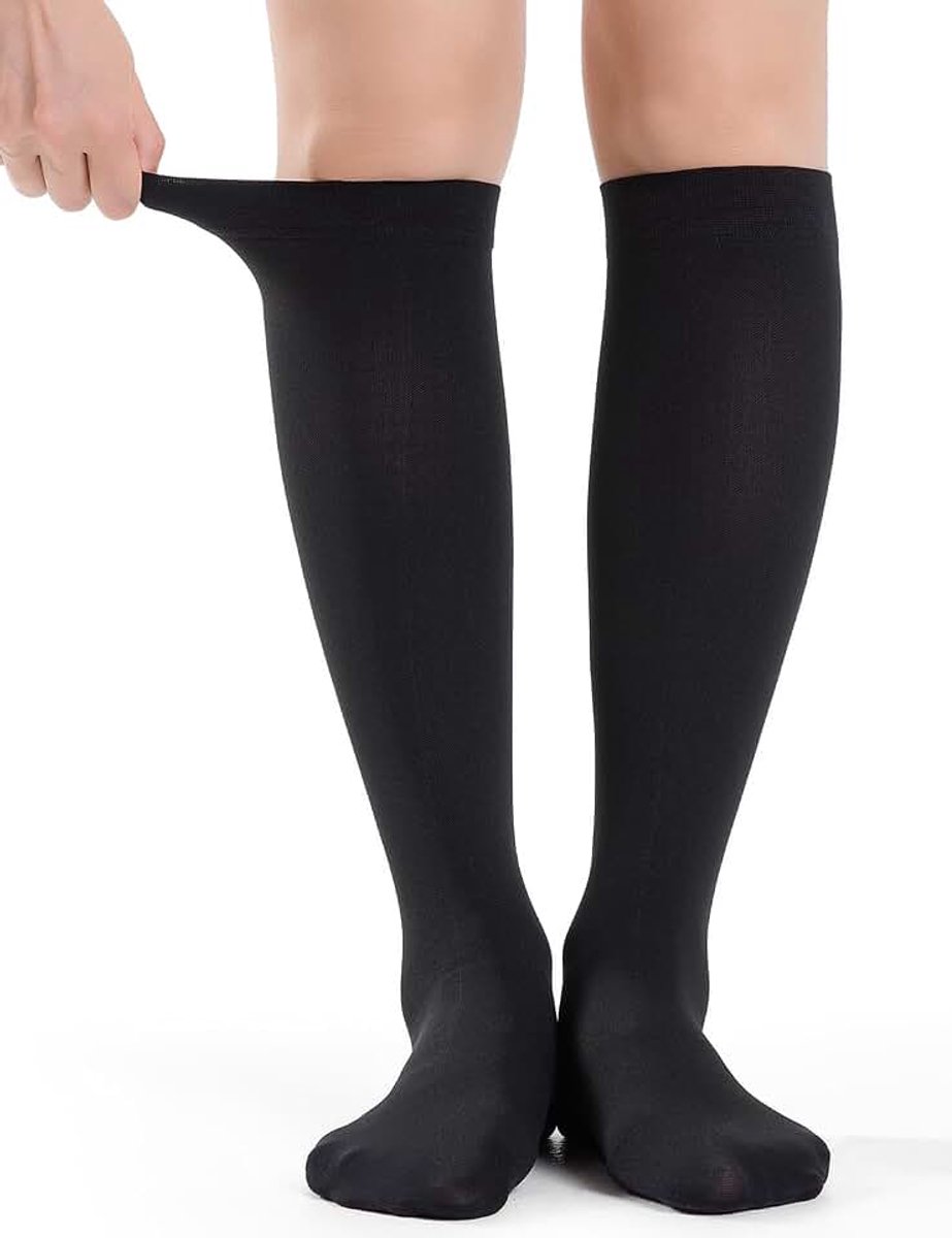 Ter Ondersteuning bij Vermoeide Benen & Spataderen - Ideaal voor Lange Vliegreizen (Trombose) - Drukklasse 2 - Ademende Steunkous - Flight Socks