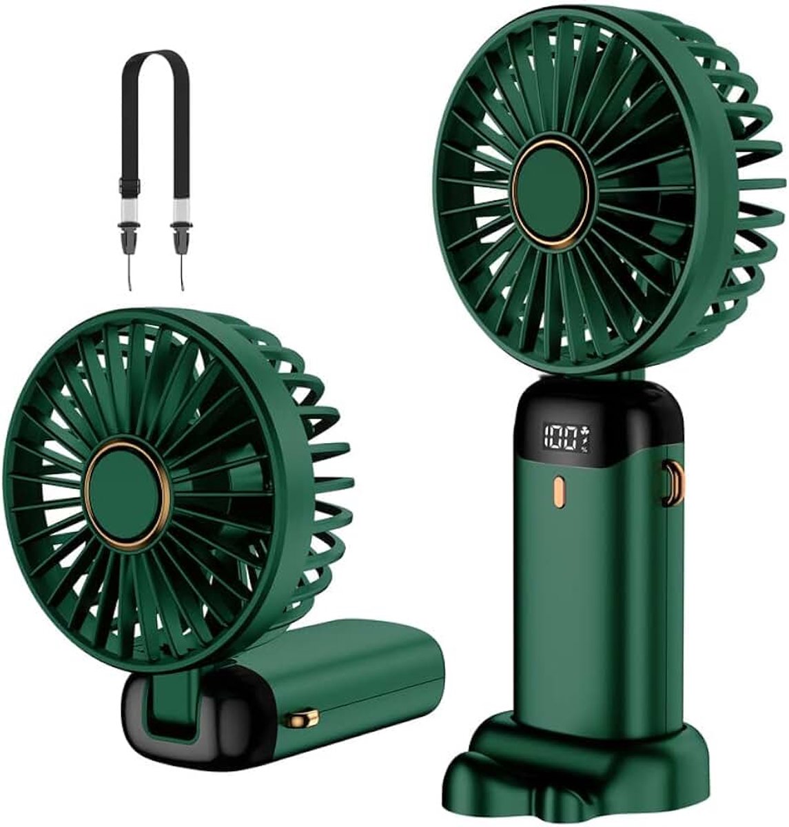 Draagbare mini-ventilator, oplaadbaar, kleine zakventilator met 5 snelheden, geïntegreerde 4200 mAh-accu, opvouwbare USB-ventilator voor kantoor, outdoor