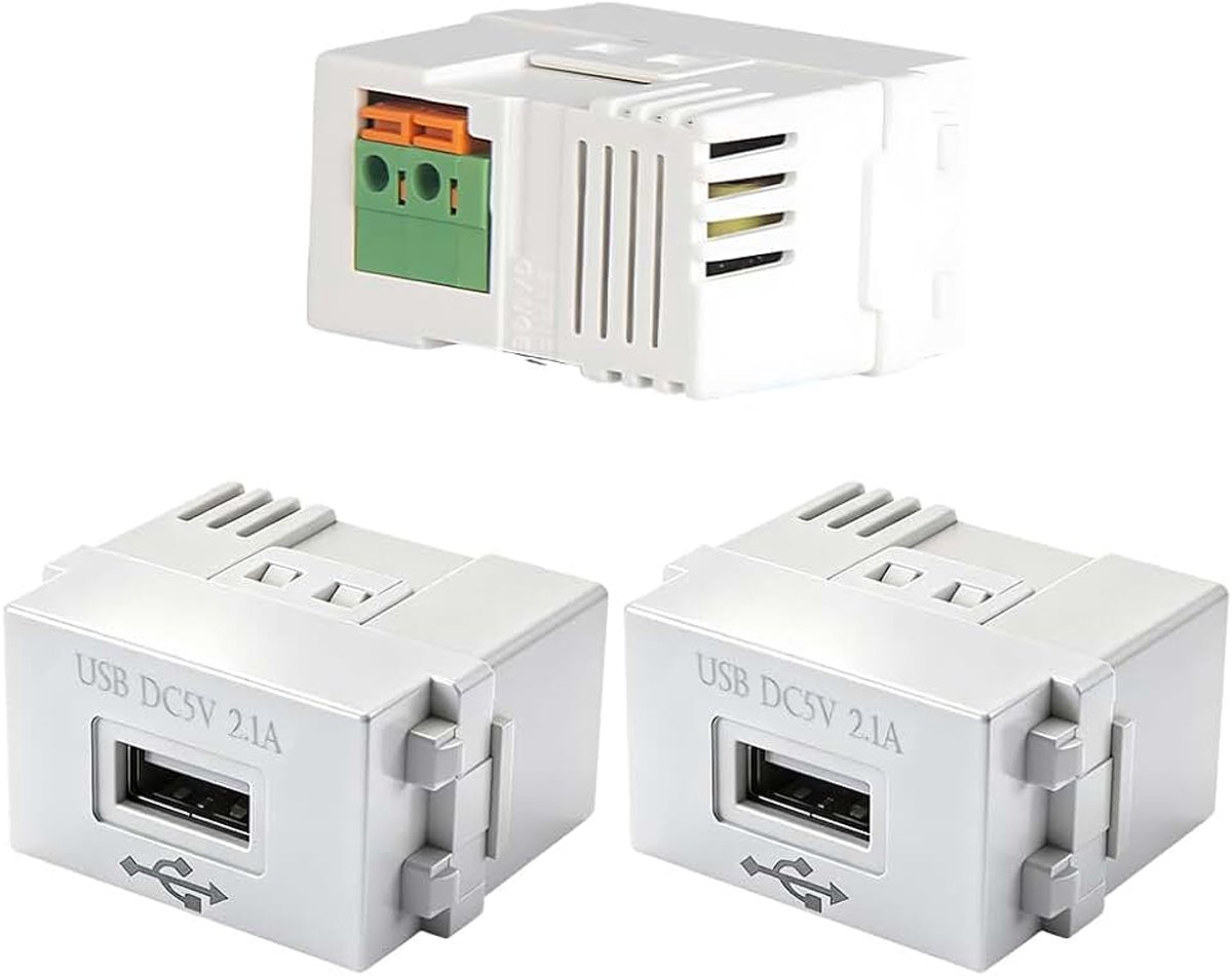 3 stuks USB inbouwvoeding, 220 V stopcontact op 5 V transformator, 2,1 A oplaadstopcontact, schakeladapter voor smartphones en USB-apparaten