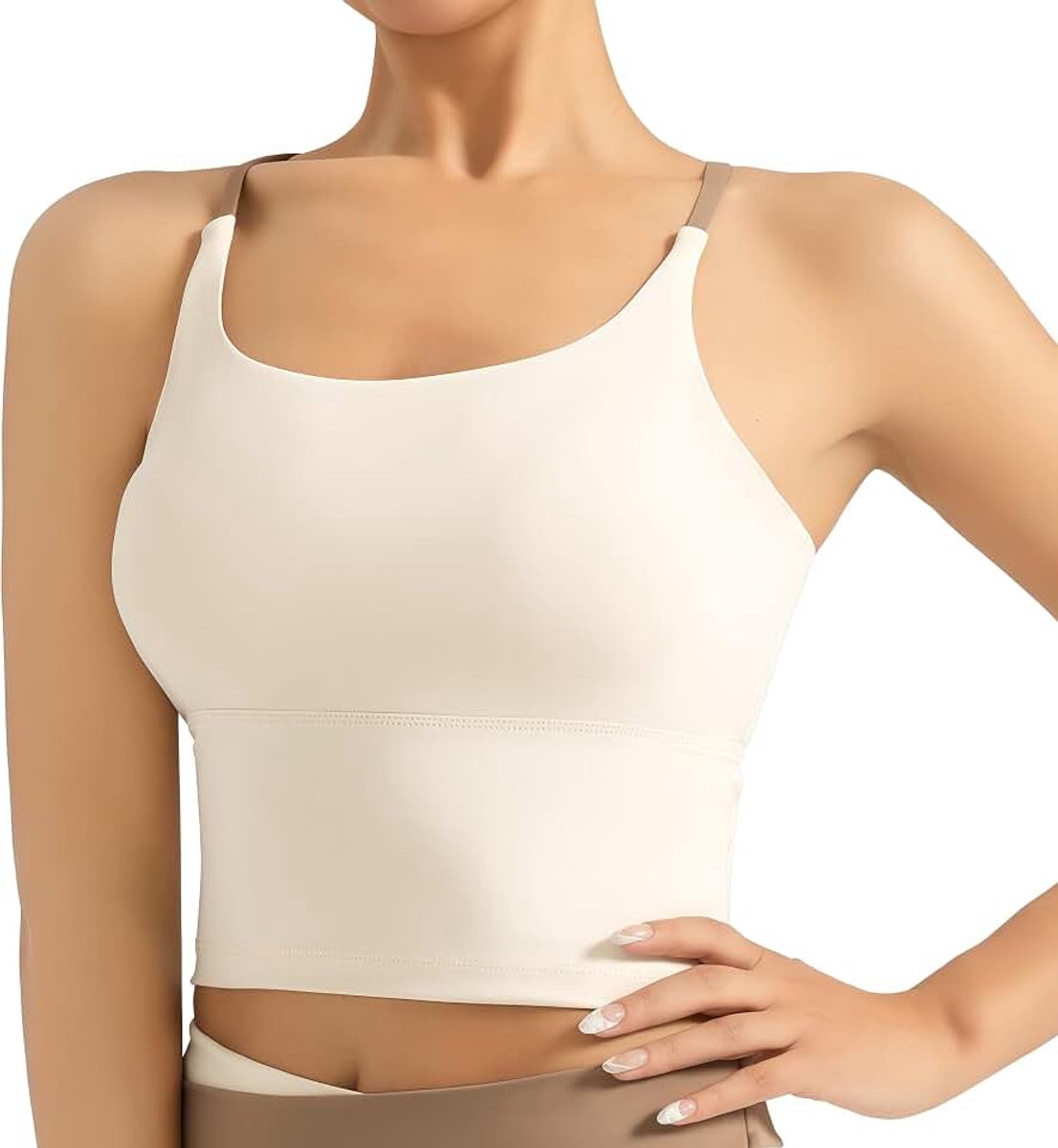 Sporttanktop voor dames, basic top, mouwloos, ademend en licht, voor gym, yoga, casual, korte tanktop met spaghettibandjes