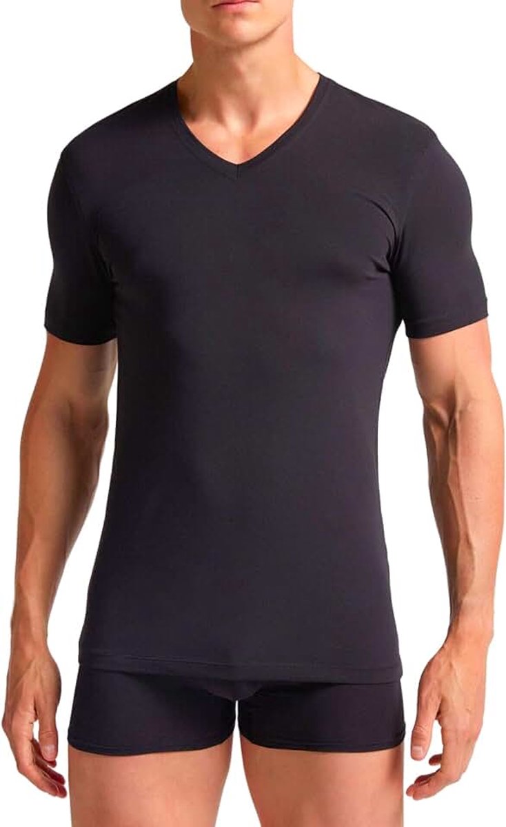 2 thermoshirts voor heren, 100% warm katoen, interlock, nieuw thermo-shirt voor heren, van zacht thermokatoen, ondergoed, katoen, wit of zwart, S-XXL
