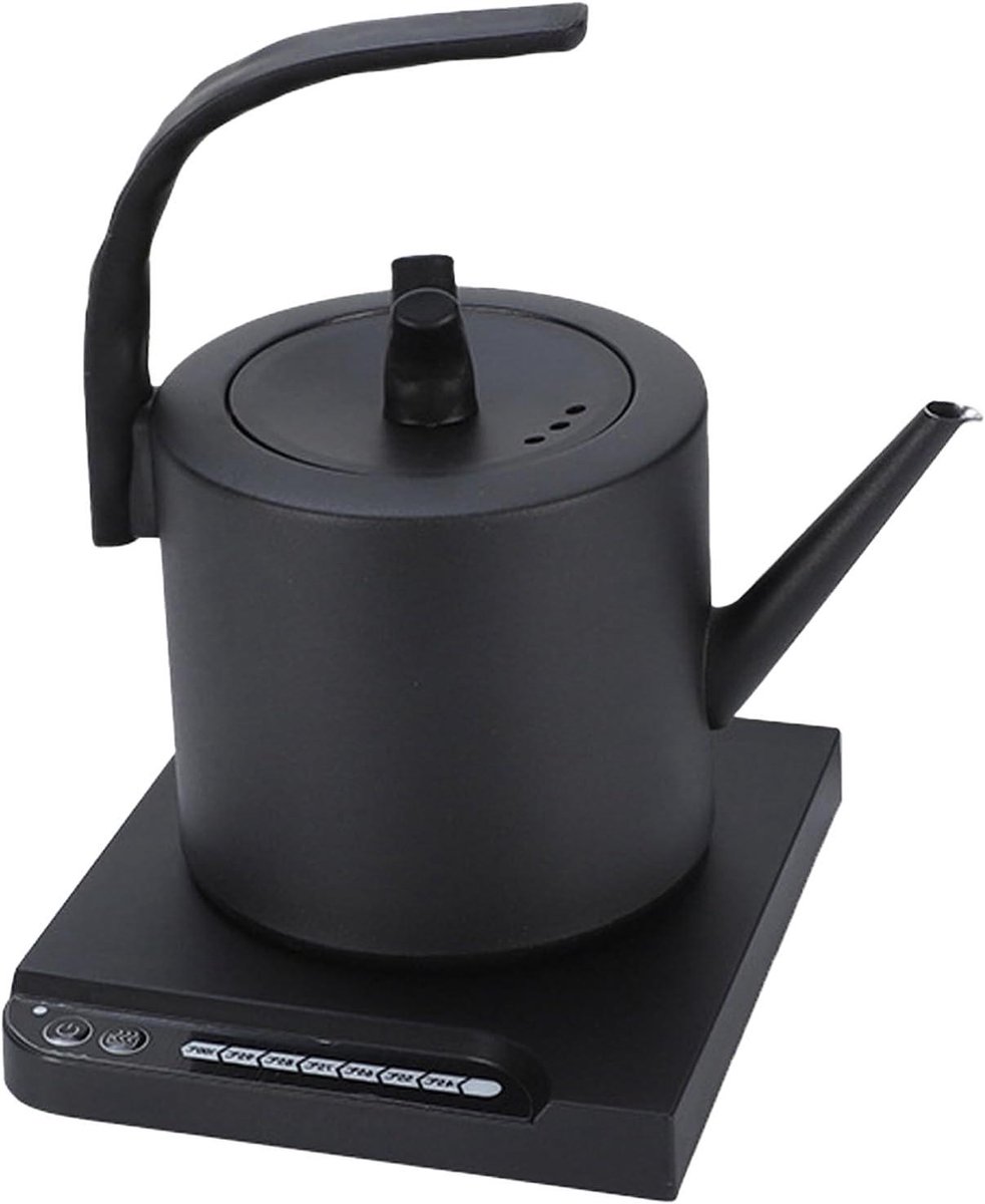 Zwanenhals waterkoker - Roestvrij staal - Koffie en thee - Temperatuurregeling - 1 liter - Zwart