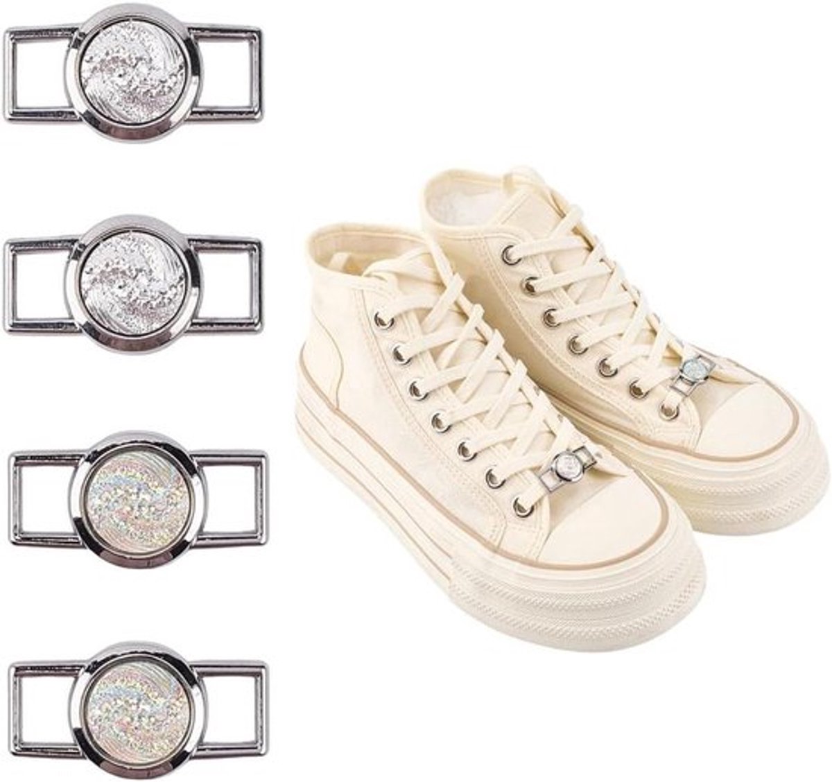 Schoenveter Gesp - Metalen - Zwart - Vetersetiket - Legering - Geschikt voor Merk - Ronde Schoenveters - Sneaker Accessoires - Schoenversieringen.