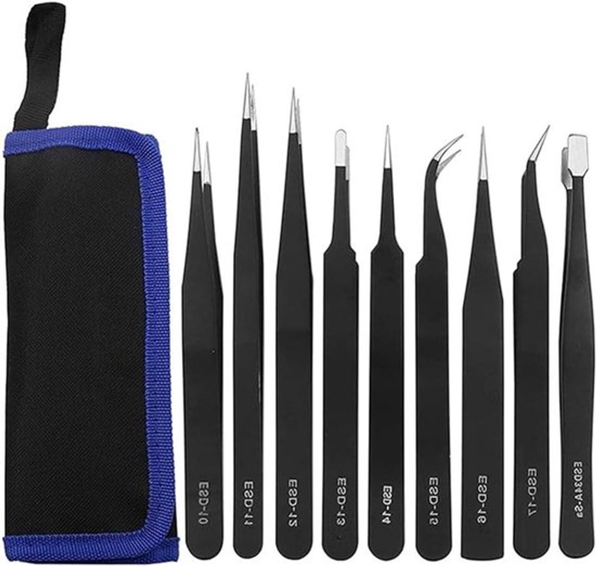 Precisie Pincet Set - Elektronica - 9 Stuks - Roestvrij Staal - Sieraden - Ambacht - Laboratorium - Geschikt voor Diverse Doeleinden - Zilverkleurig - Hoge Kwaliteit