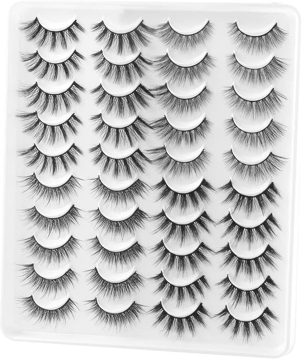 Valse Wimpers 20 paar Zachte Handgemaakte 4 Stijlen Herbruikbare Nepwimpers False Eyelashes Kattenoog Dikke Wispies Multipack Dunne Strook
