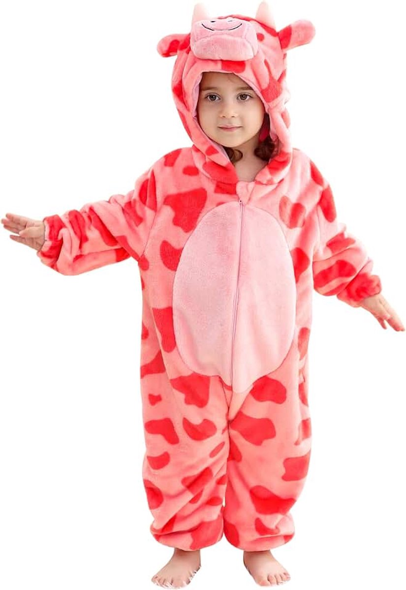 Baby speelpak peuter romper dier jumpsuit 3-36 maanden | Soepel lopende ritssluiting, zacht flanel, met capuchon, machinewasbaar, ideaal voor feestjes, verjaardagen en oudejaarsavond