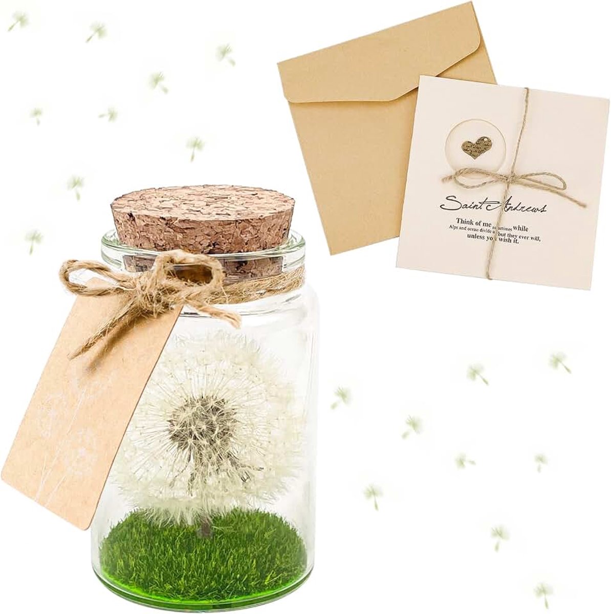 Wensvuller echte paardenbloem in glas, paardenbloem, decoratie voor vrouwen, vriendin, meisjes, cadeaus voor verjaardag, bruiloft, jeugdwijding, Kerstmis