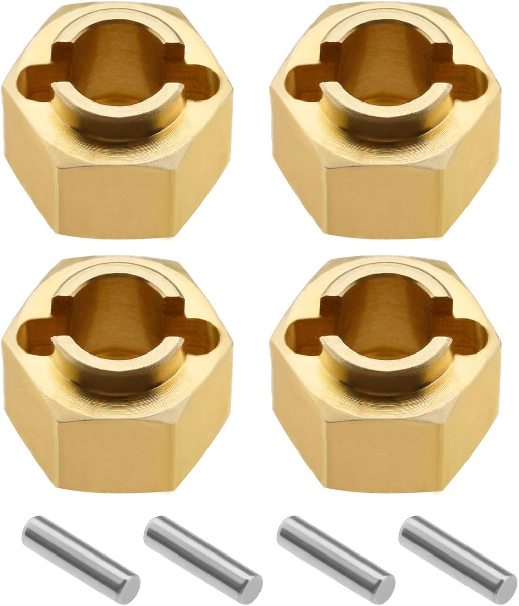 Store 4 STKS 4mm Messing Wiel Hex Hub Extender Adapter Compatibel met 1/18 TRX4M Rc Crawler Auto Upgrades Onderdelen Vervanging Accessoires
