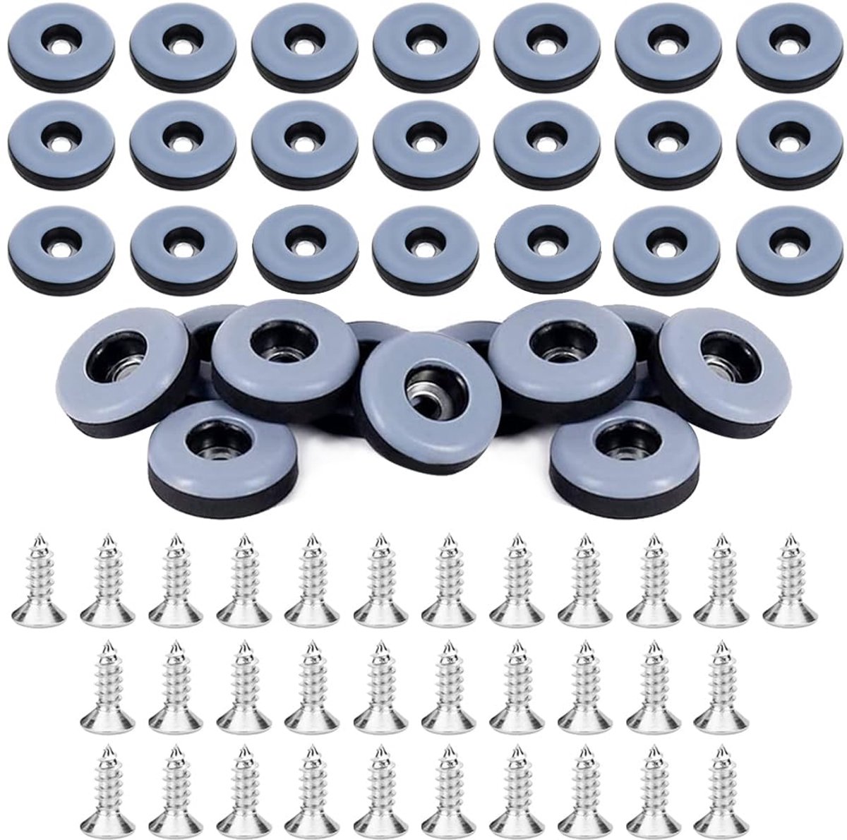 glijders om te schroeven - Ronde tapijtglijders set van 32 voor meubels, Zwart, 22mm - Stoelglijders voor tapijt met viltglijders en spijkers, meubelbekleding