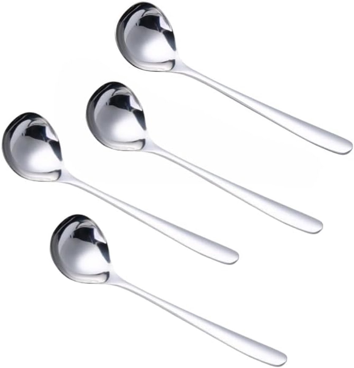 4-pack kleine pollepel, 20 cm juslepels, 304 roestvrijstalen sauslepel voor keuken koken serveren, lepelen sauzen of jus (zilver)