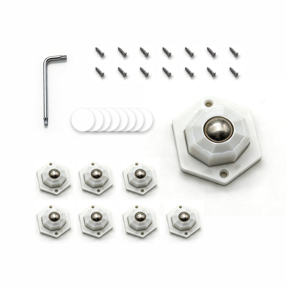 8 stuks meubelwielen, 360 graden wielen voor keukenapparatuur, zelfklevend rolwiel, kogellagerwielen voor meubels, wit