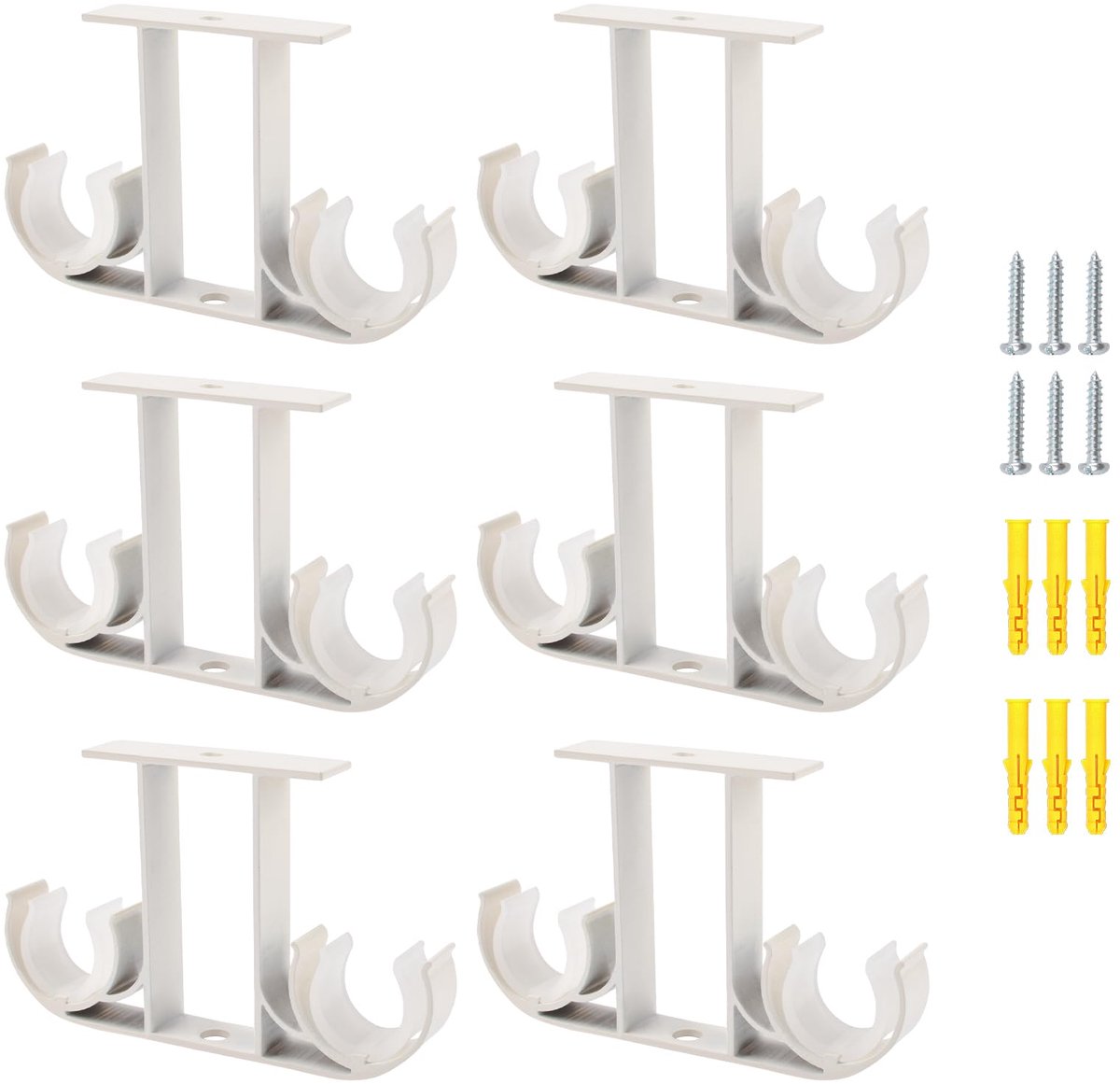 Montagebeugels voor gordijnroede van aluminiumlegering voor gordijnroede van 23 tot 26 mm (wit)