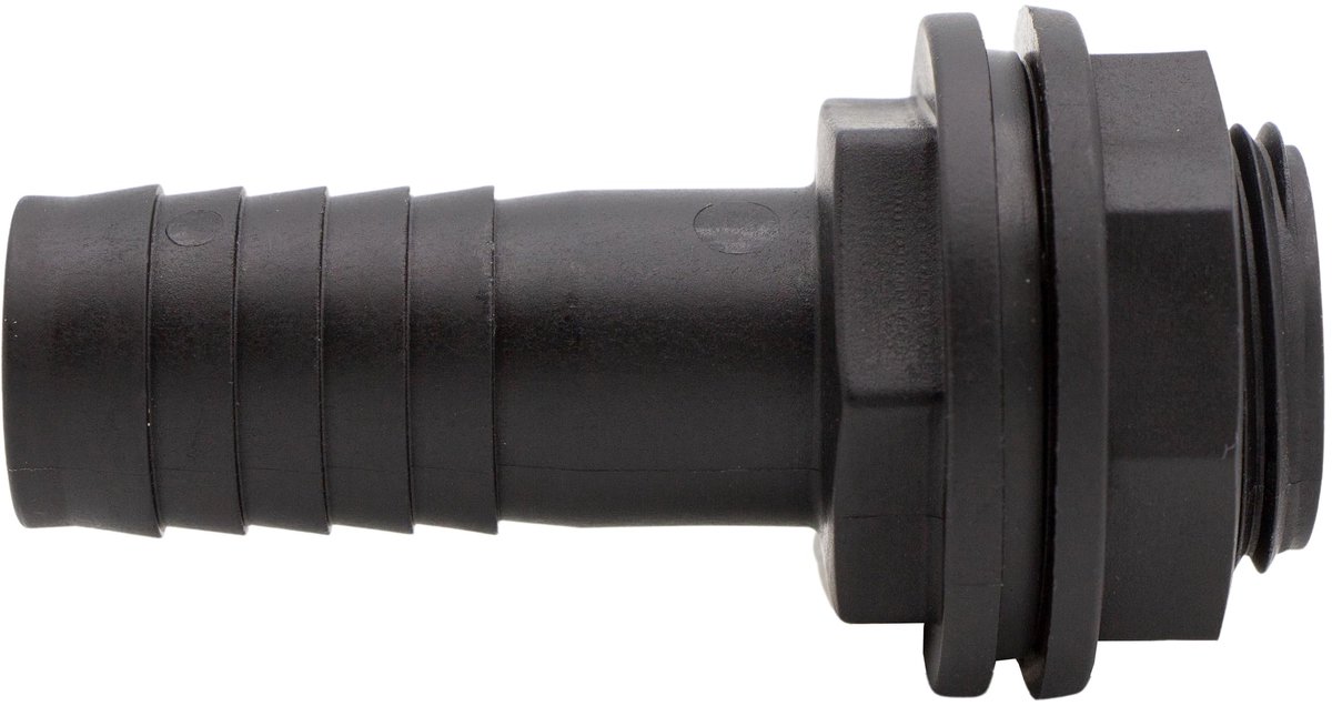 16256 Tankdraad 1 1/4 Inch mannelijke schroefdraad x 32 mm slangnippel PP Zwart inclusief afdichting