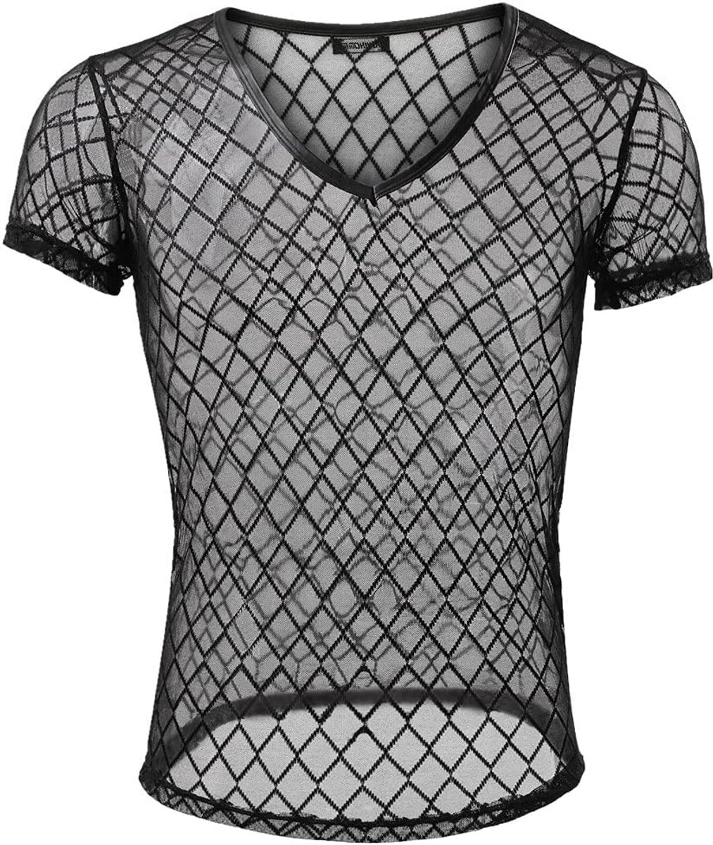 T-shirt voor heren, doorzichtige tank, spiertraining T-shirt, mesh transparante T-shirts top