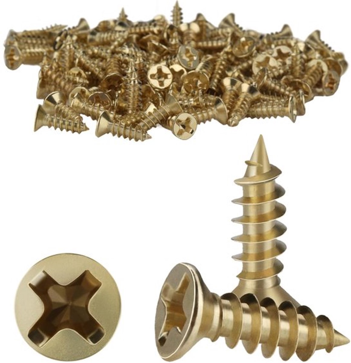 Zelftappende Schroeven 300 stuks - Kruiskop Goud - Voor Kasten Tafels Stoelen - M2.6x10mm