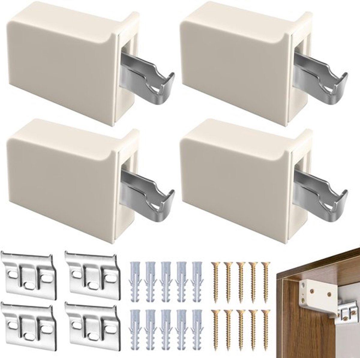Kastophangbeugel 4 Stuks - Verstelbare Wandhouder - Anticorrosiecoating - Hoogwaardig Staal - Draagvermogen 100 kg - Geschikt voor Badkamers - Wandbeugel