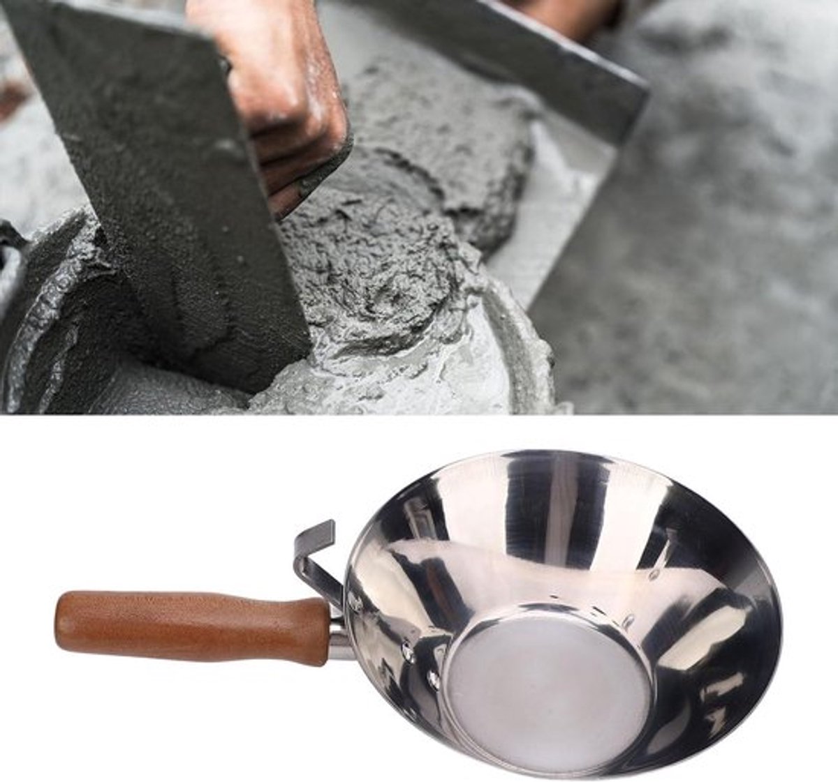 Gipskom met houten handvat voor architectonisch gipspleister, diameter 180mm, roestvrij staal